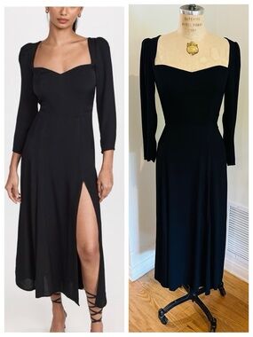 REFORMATION Mara Midi Dress in Black, Sz 6
